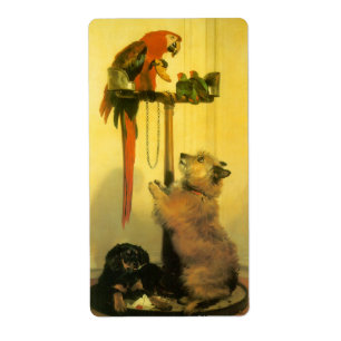 Islay, Tilco, a Macaw and Love Birds by Landseer