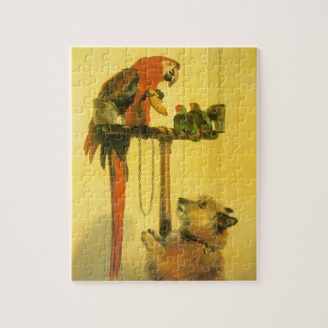 Islay, Tilco, a Macaw and Love Birds by Landseer Puzzle (Vertikal)
