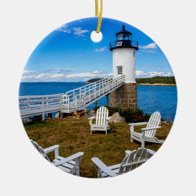 Isle au Haut, Maine Lighthouse Keramik Ornament (Vorne)