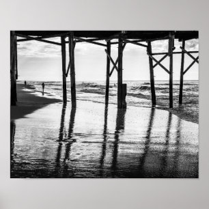 Isle Beach Pier mit schwarzem und weißem Foto Poster