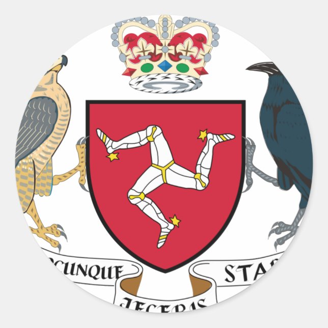 Isle of Man Coat of Arms - Manx Emblem Runder Aufkleber (Vorderseite)