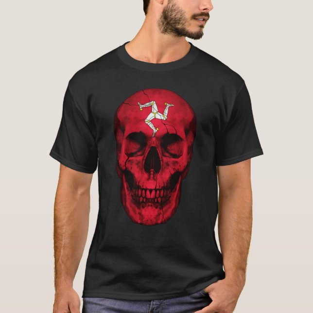 Isle Of Man Flag Skull Manx Roots Proud Patriotic T-Shirt (Vorderseite)
