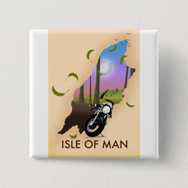 Isle of man Motorrad-Karte Reiseplakat Button (Vorderseite)