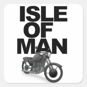 Isle of Man Motorradrennfahrer Quadratischer Aufkleber