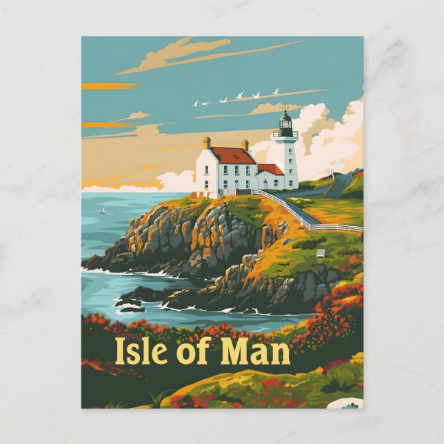 Isle of Man Vintag art Postkarte (Vorderseite)
