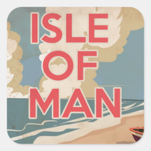 Isle of Man Vintage Travel Poster Quadratischer Aufkleber