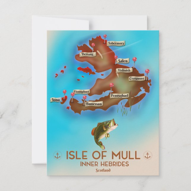 Isle of Mull Inner Hebrides Scotland Vintag Map. (Vorderseite)