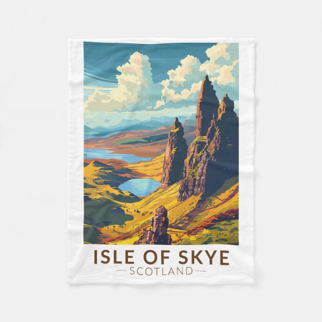 Isle of Skye Scotland Reiseart Vintag Fleecedecke (Vorderseite)