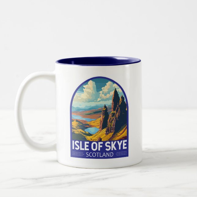 Isle of Skye Scotland Reiseart Vintag Zweifarbige Tasse (Links)