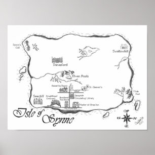 Isle of Synne - Line Map Poster