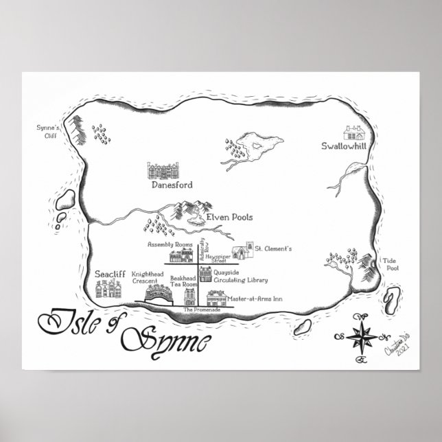 Isle of Synne - Line Map Poster (Vorne)