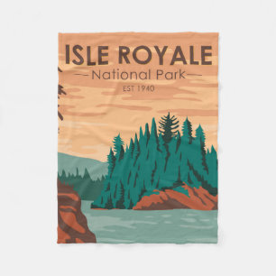 Isle Royale National Park Michigan Vintage Fleecedecke