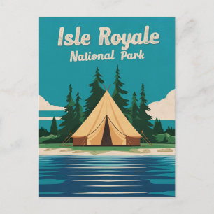 Isle Royale Nationalpark Camping Illustration Feiertagspostkarte