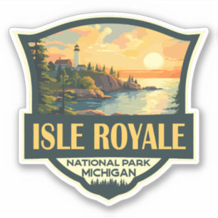 Isle Royale Nationalpark Illustration Retro Abzeic Aufkleber