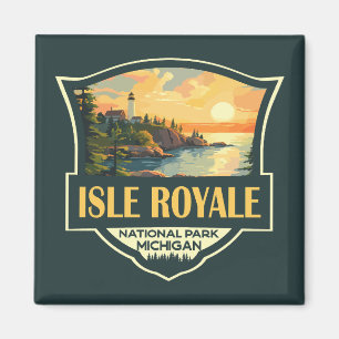 Isle Royale Nationalpark Illustration Retro Abzeic Magnet