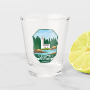 Isle Royale Nationalpark Lighthouse Retro Emblem Schnapsglas