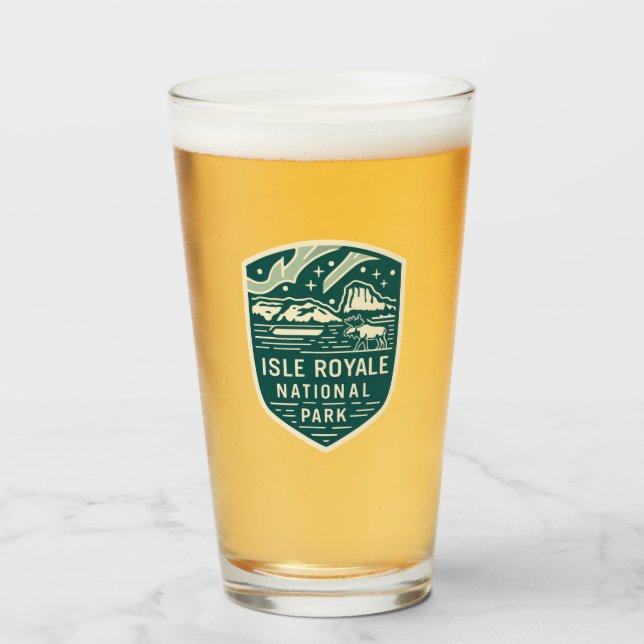 Isle Royale Nationalpark Magical Night Emblem Glas (Vorne (Gefüllt))
