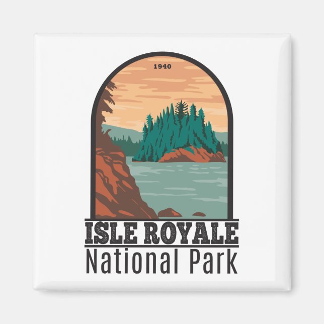 Isle Royale Nationalpark Michigan Vintag Magnet (Vorne)