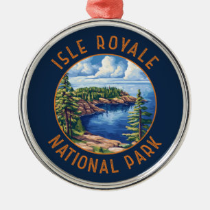 Isle Royale Nationalpark Retro Distressed Circle Ornament Aus Metall