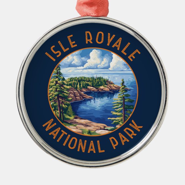 Isle Royale Nationalpark Retro Distressed Circle Ornament Aus Metall (Vorne)