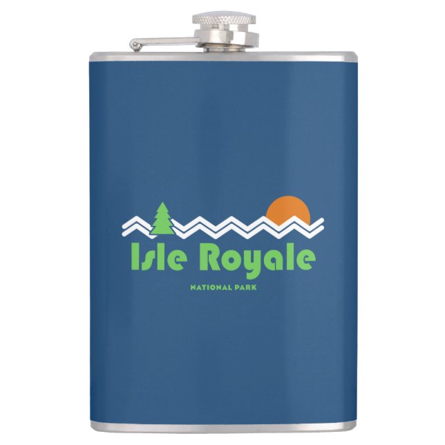 Isle Royale Nationalpark Retro Flachmann (Vorderseite)