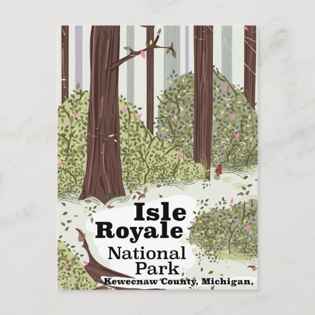 Isle Royale Nationalpark Vintage Reiseplakat Postkarte (Vorderseite)