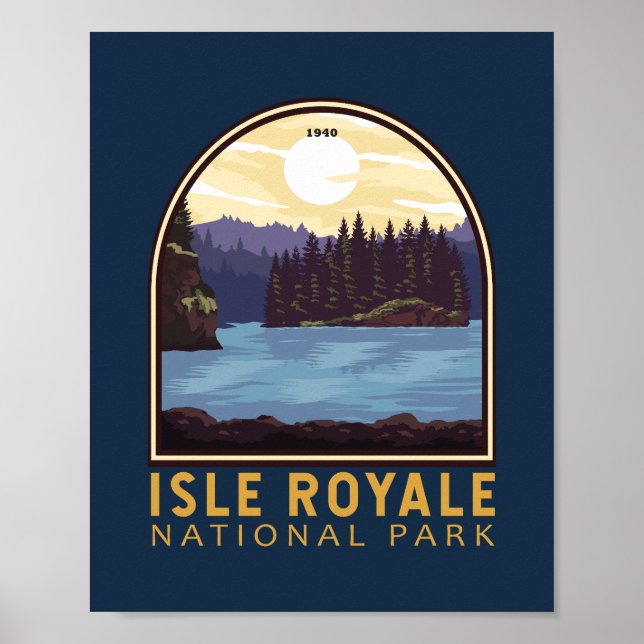 Isle Royale Nationalpark Vintages Emblem Poster (Vorne)