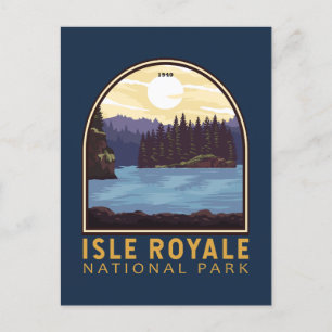 Isle Royale Nationalpark Vintages Emblem Postkarte