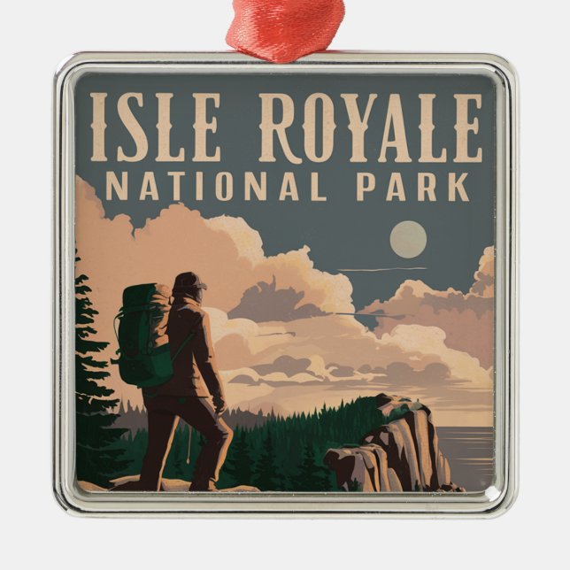 Isle Royale Nationalpark Zurpackung Reisen Art Ornament Aus Metall (Vorne)