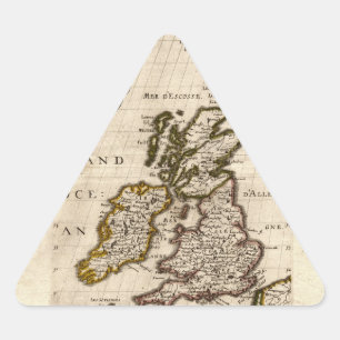 Isles Britanniques - 1700 Nicolas Fils Sanson Kart Dreieckiger Aufkleber