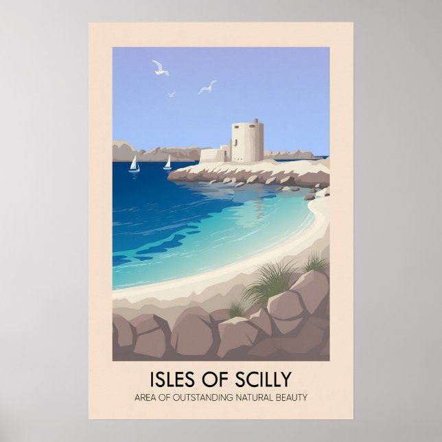 Isles Of Scilly Cornwall AONB Reiseplakat Poster (Vorne)