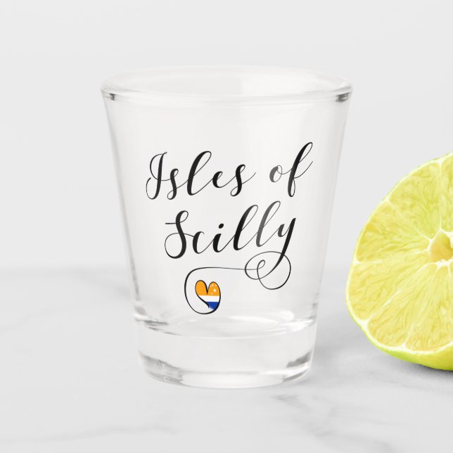 Isles of Scilly Flag Herz Schnapsglas (Vorderseite)