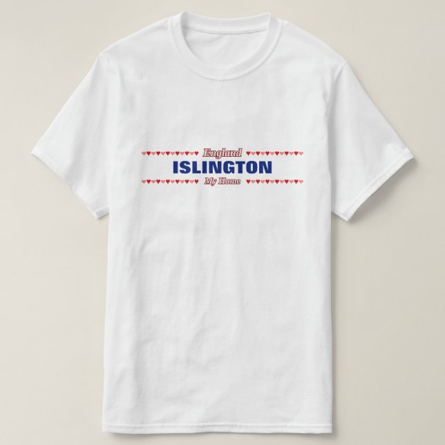 ISLINGTON - Mein Zuhause - England; Rote u. rosa T-Shirt (Design vorne)