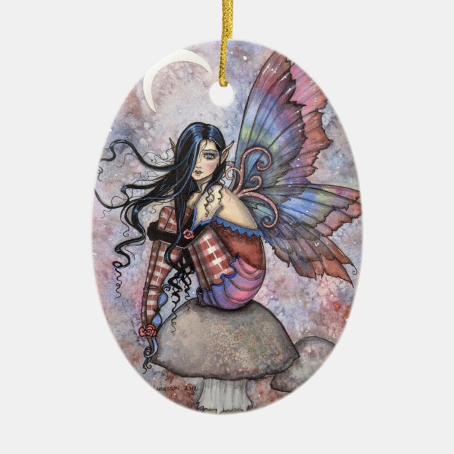 Isobel the Introvert Fairy Fantasy Art Keramik Ornament (Vorne)