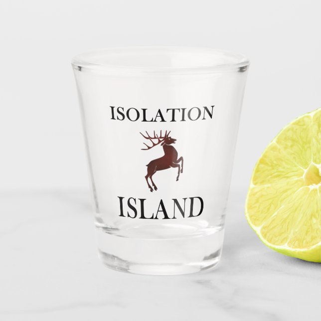 Isolation Island Hinweis Schnapsglas (Vorderseite)
