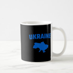 Isolierte blaue Silhouette einer Karte der Ukraine Kaffeetasse