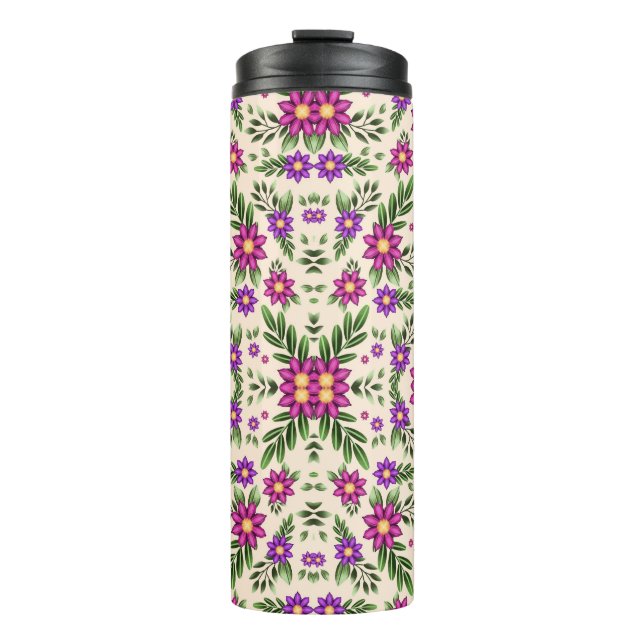 Isolierter Becher mit einem lebendigen Blumenmuste (Vorderseite)