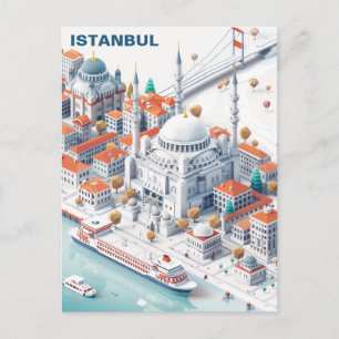 Isometric Istanbul Travel Postcard Postkarte
