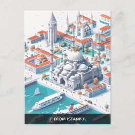 Isometric Istanbul Travel Postcard Postkarte