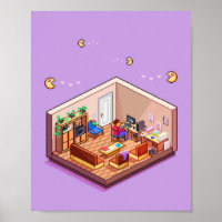 Isometric Pixel Art Gaming PC Room