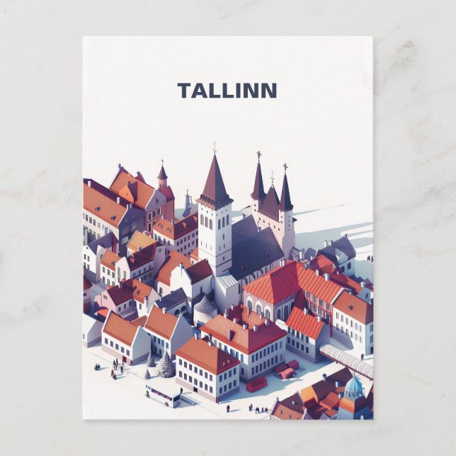 Isometric Tallinn Travel Postcard Postkarte (Vorderseite)