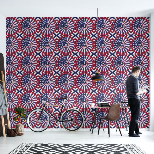 Isometric USA Flag Pattern Wallpaper & Vorhang Tapete (Wohnbereich)