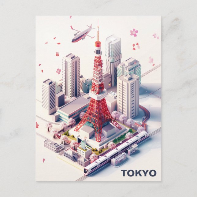Isometrie Tokyo Travel Postcard Postkarte (Vorderseite)