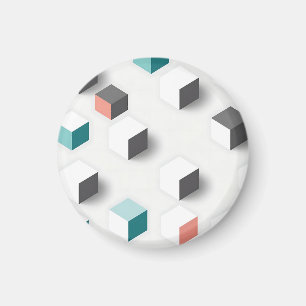 Isometrische 3D-Würfel Geometrisches Abstraktes Mu Magnet