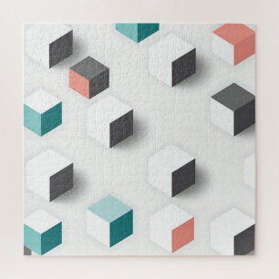 Isometrische 3D-Würfel Geometrisches Abstraktes Mu Puzzle