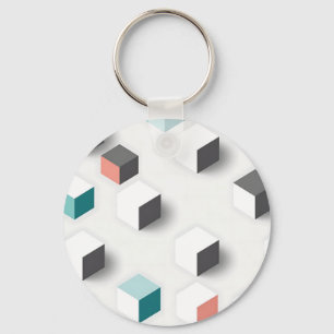 Isometrische 3D-Würfel geometrisches abstraktes Mu Schlüsselanhänger