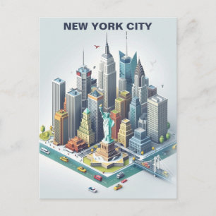 Isometrische New York City Reise-Postkarte Postkarte