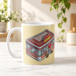 Isometrische Retro-Diner-Stand-Cafe-Tasse Kaffeetasse