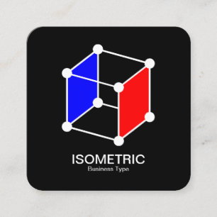 Isometrischer Cube - Weiß, Blau und Rot auf Schwar Quadratische Visitenkarte