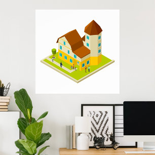 Isometrisches Apartmentgebäude Poster
